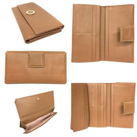 Sale Bvlgari Bvlgar Long Wallet 33385 Woman Wallet Longtreble Leather Walnut - Picture 2 of 3